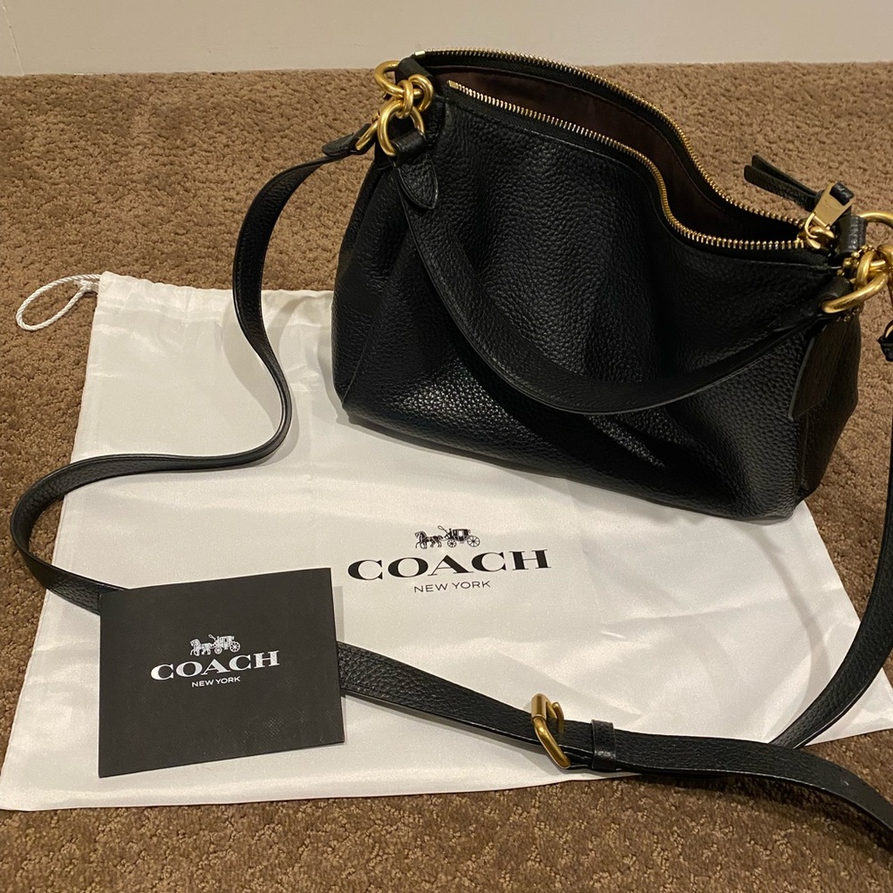 Coach Shay Crossbody Bag Brass Black Leather